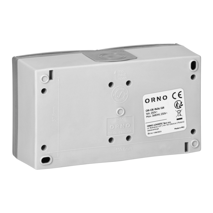 AQUATIC PRO IP 55 Double socket 2x2P+E, grey/graphite