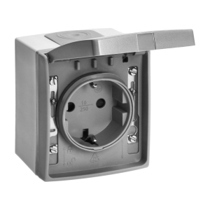 AQUATIC PRO IP 55 Single socket 2P+E (Schuko), grey/graphite