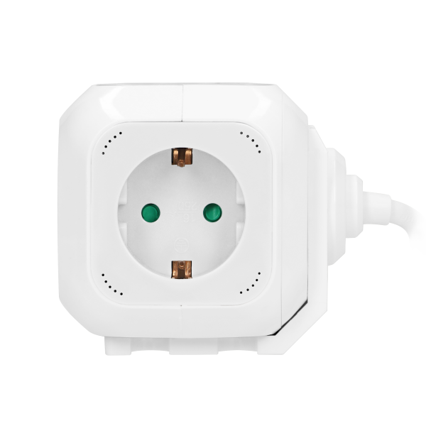 Extension sockets 4 x 2P+E (Schuko), 2xUSB chargers, 1.4m H05VV-F 3x1mm2, white