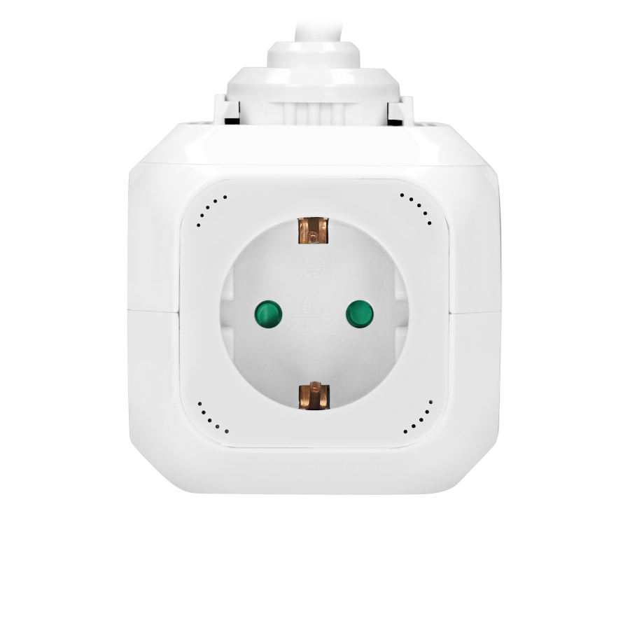 Extension sockets 4 x 2P+E (Schuko), 2xUSB chargers, 1.4m H05VV-F 3x1mm2, white