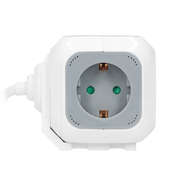 Przedłużacz 4 krotny 2P+Z (Schuko), ładowarka 2xUSB, 1,4m H05VV-F 3x1,5mm², szaro-biały