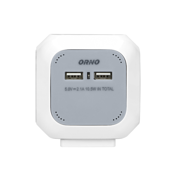 Przedłużacz 4 krotny 2P+Z (Schuko), ładowarka 2xUSB, 1,4m H05VV-F 3x1,5mm², szaro-biały