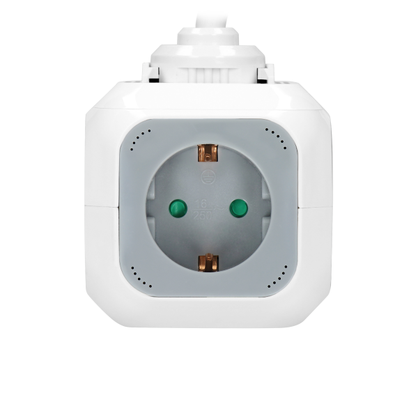 Przedłużacz 4 krotny 2P+Z (Schuko), ładowarka 2xUSB, 1,4m H05VV-F 3x1,5mm², szaro-biały