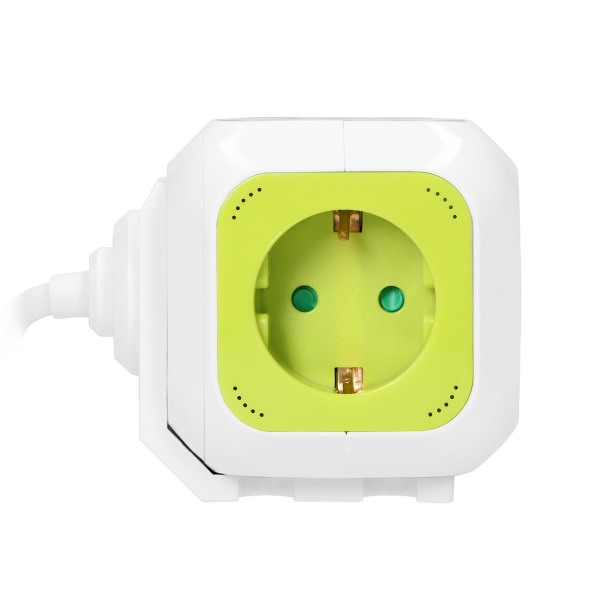 Przedłużacz 4-krotny(Schuko) z ładowarką 2xUSB 1,4m limonkowy