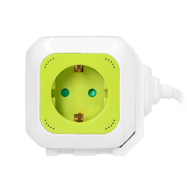 Extension sockets, 4 schuko sockets, 2 x USB, 1.4 m cable, lime