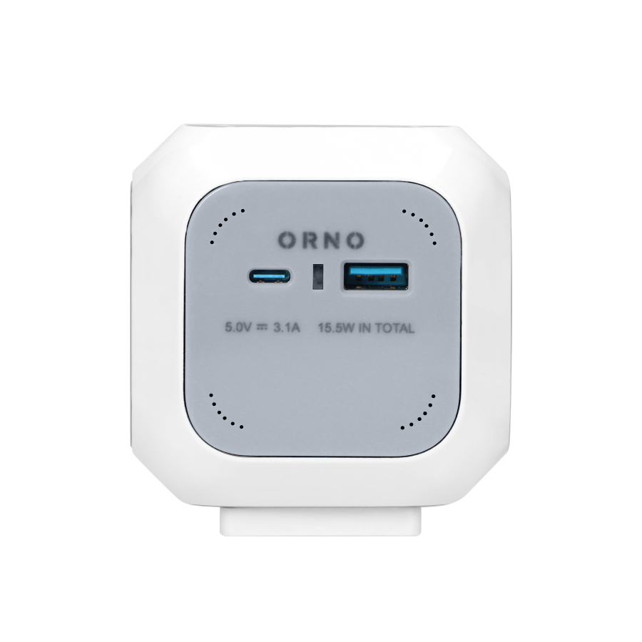 Przedłużacz 4x2P+Z (Schuko), ładowarka USB A+C, Quick charge, 1,4m H05VV-F 3x1,5mm², szary