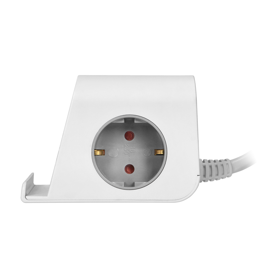 Listwa zasilająca nabiurkowa, ładowarką USB, śrubowym zaciskiem mocującym i przewodem 1,4m, 2x2P+Z (Schuko), 4xUSB, biały