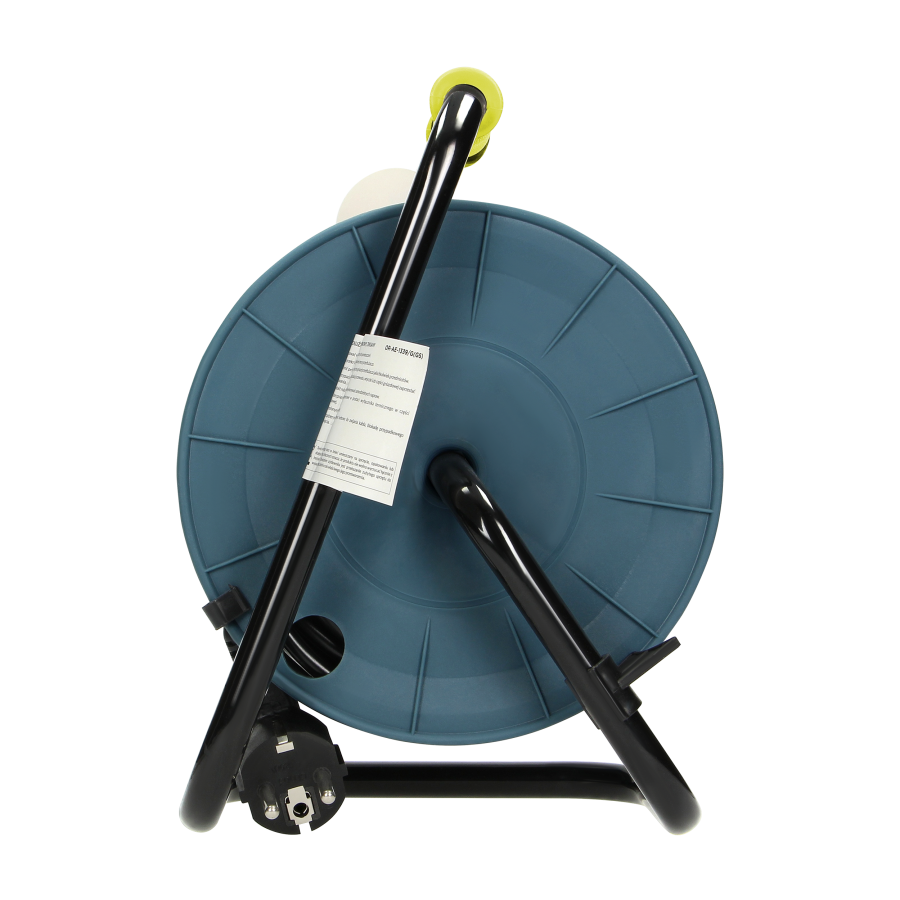 MINI cable reel with 4 sockets 2P+E, metal stand, cable: PVC H05VV-F 3x1mm², 15m, Schuko lime