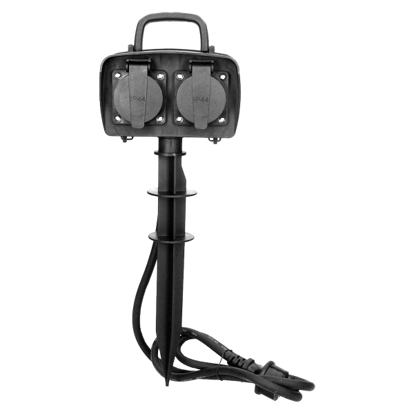 Gniazdo ogrodowe 2x2P+Z, 3680W, IP44, przewód 1,5m H07RN-F 3x1,5mm²