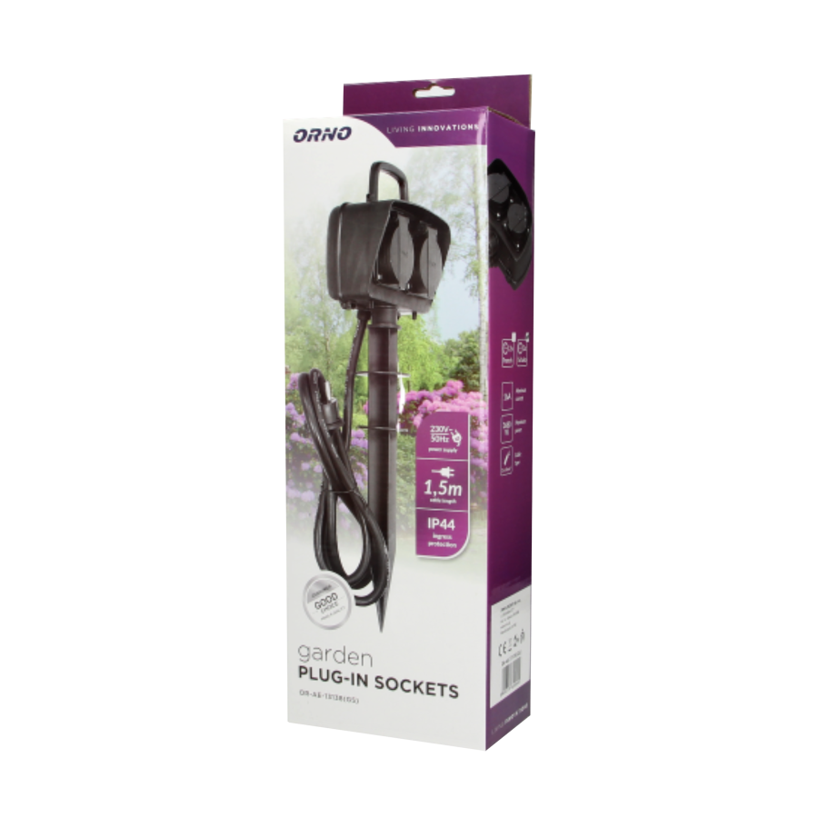 Gniazdo ogrodowe 2x2P+Z (schuko), IP44, 1,5m H07RN-F 3x1,5mm²