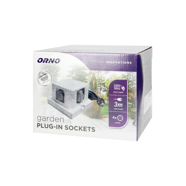 Gniazdo ogrodowe SŁUPEK, 4x2P+Z (schuko), kabel gumowy H07RN-F 3x1,5mm², 3m