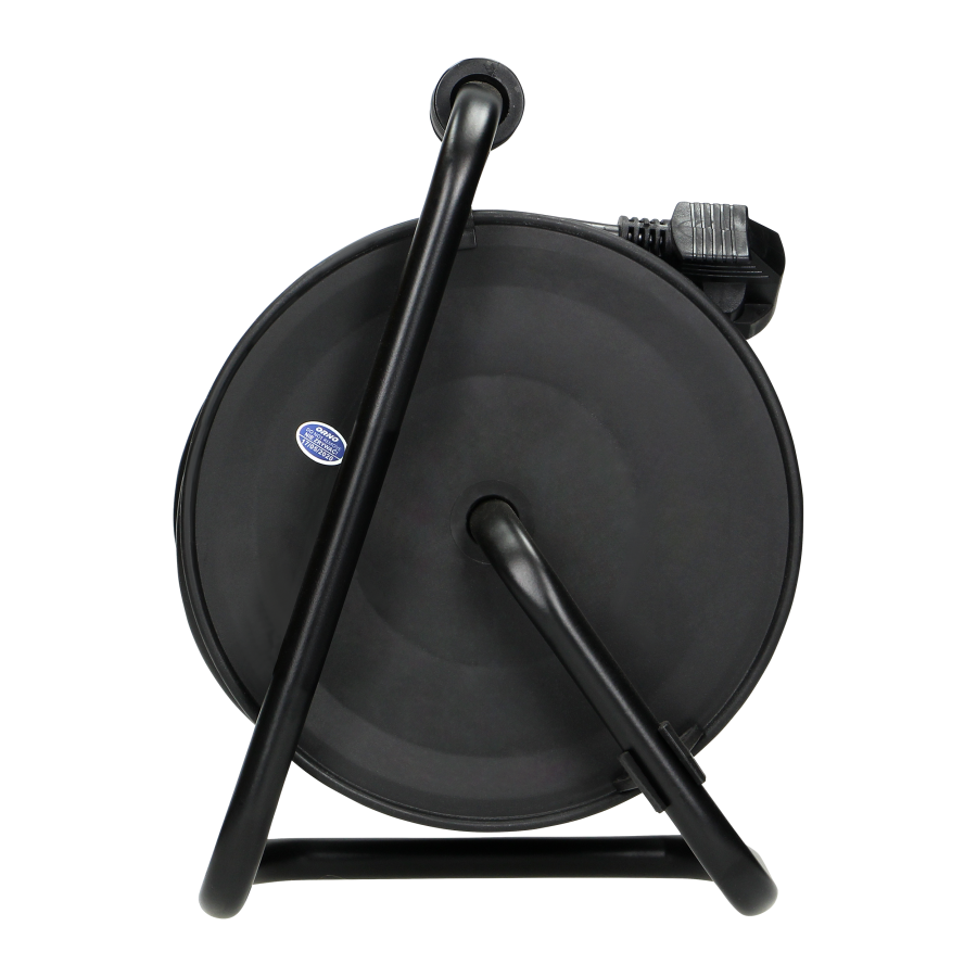 Przedłużacz bębnowy MINI, 4 gniazda 2P+Z (schuko), metalowy stojak, polwinit H05VV-F 3x1mm² - 15m