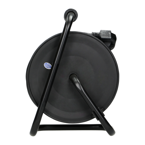 Przedłużacz bębnowy MINI, 4 gniazda 2P+Z (schuko), metalowy stojak, polwinit H05VV-F 3x1mm² - 15m