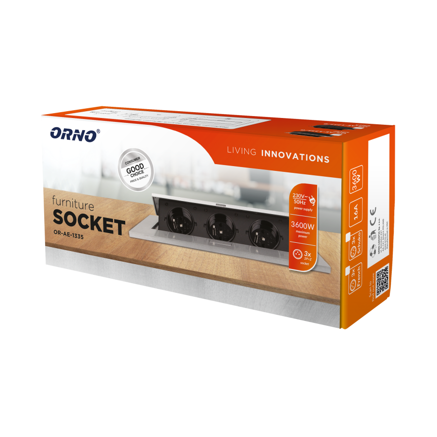 Flush-fitting furniture socket, silver