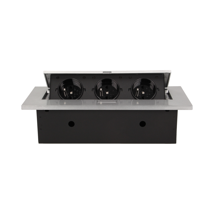 Flush-fitting furniture socket, silver