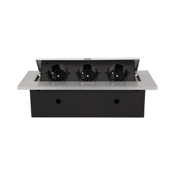 Flush-fitting furniture socket, silver