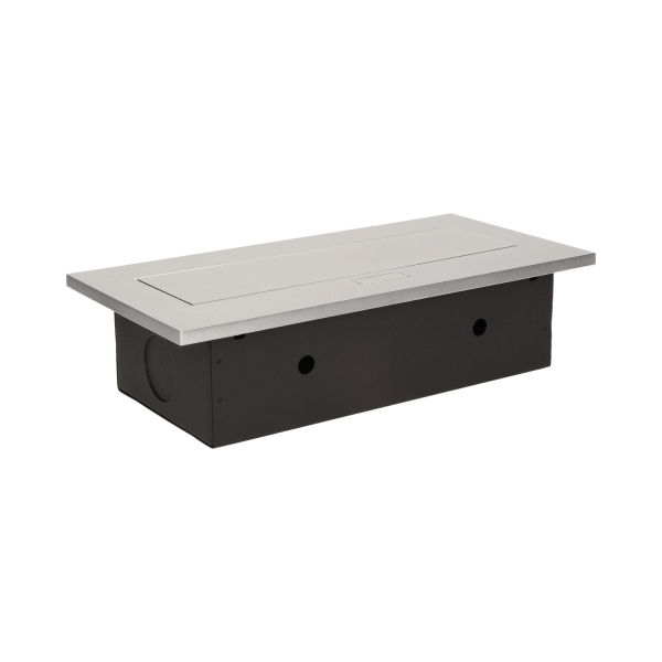 Gniazdo meblowe wpuszczane w blat z grubym rantem, 3x2P+Z, srebrne