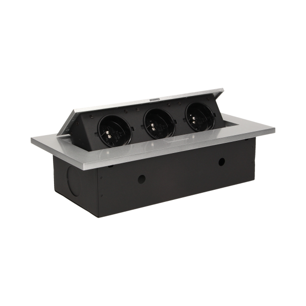 Flush-fitting furniture socket, silver