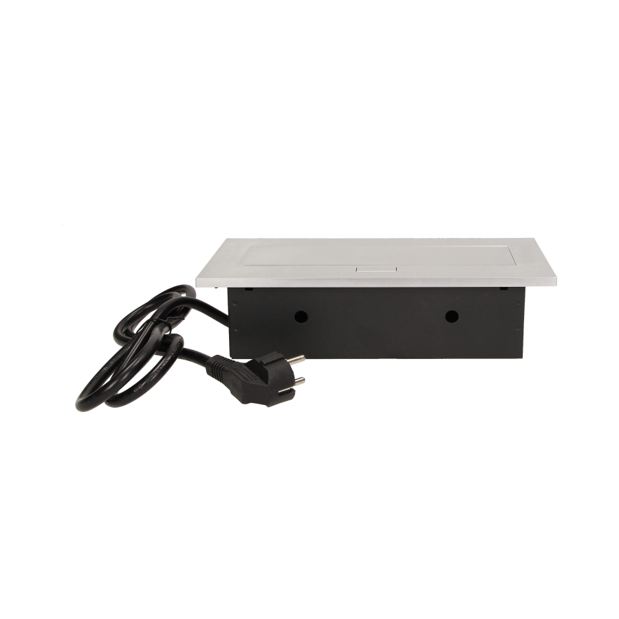 Flush-fitting furniture socket with 1.5m cable, silver