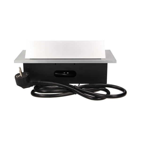 Gniazdo meblowe wpuszczane w blat z grubym rantem 3x2P+Z, przewód 1,5m 3x1,5mm², srebrne