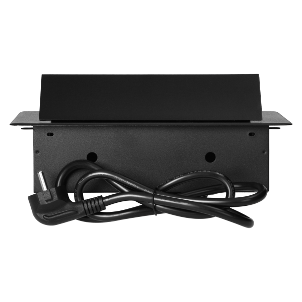 Gniazdo meblowe wpuszczane w blat z płaskim frezowanym rantem i przewodem 1,5m, 3x2P+Z, czarne