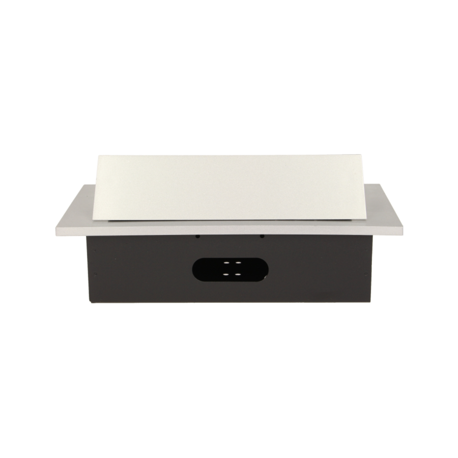 Flush-fitting furniture socket with three USB chargers, silver