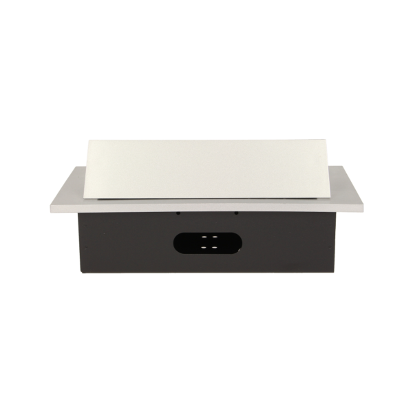 Flush-fitting furniture socket with three USB chargers, silver