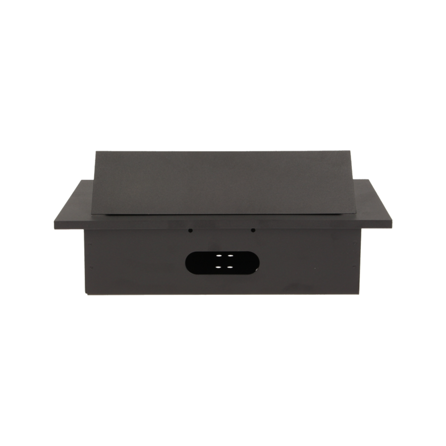 Flush-fitting furniture socket with three USB chargers, black