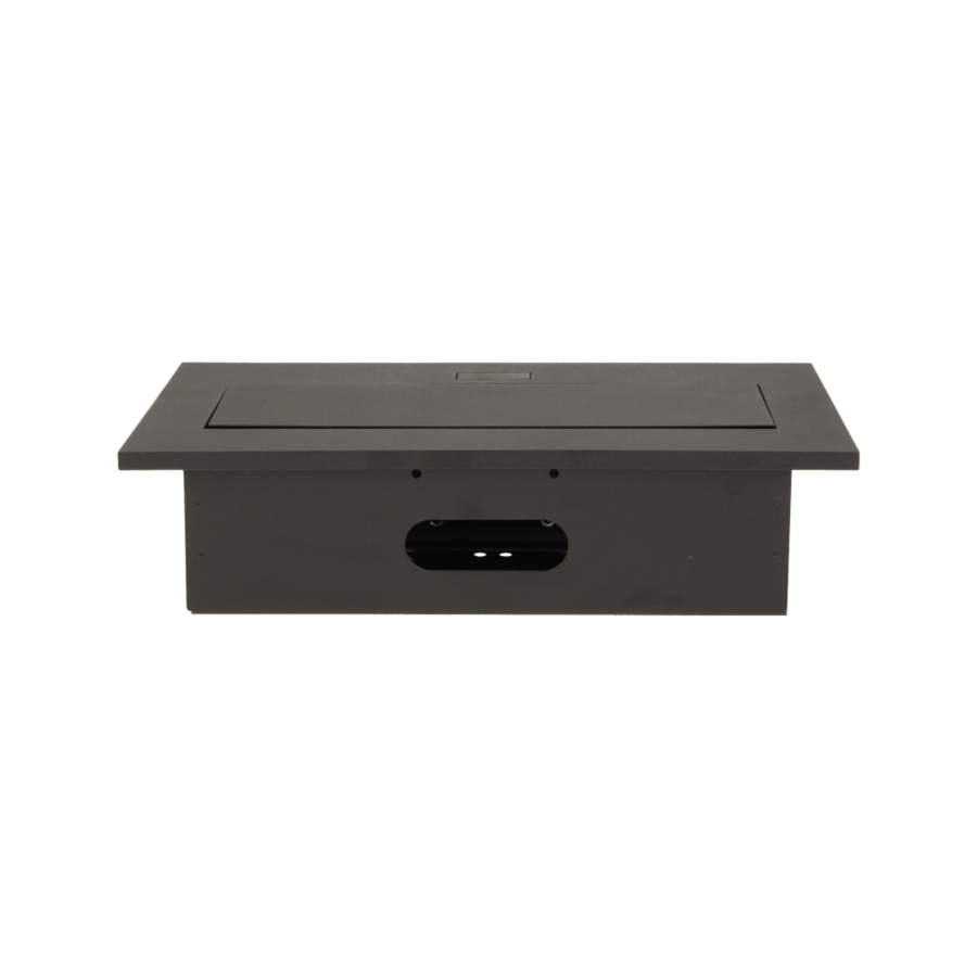 Flush-fitting furniture socket with three USB chargers, black