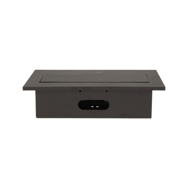 Gniazdo meblowe wpuszczane w blat z grubym rantem, 2x2P+Z, 3 porty USB, czarne