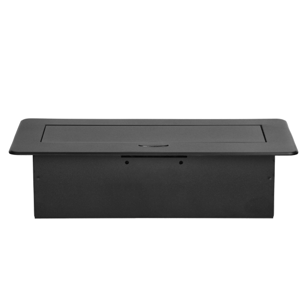 Gniazdo meblowe wpuszczane w blat z płaskim frezowanym rantem i ładowarką USB, 2x2P+Z, 2xUSB (typ A+C; 3,6A), czarne Gniazdo meblowe wpuszczane w blat z płaskim frezowanym rantem i ładowarką USB, 2x2P+Z, 2xUSB (typ A+C; 3,6A), czarne