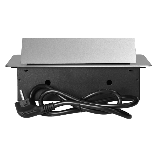 Recessed furniture socket with flat milled edge, USB charger and 1.5m cable, 2x2P+E, 2xUSB (type A+C; 3.6A), silver Recessed furniture socket with flat milled edge, USB charger and 1.5m cable, 2x2P+E, 2xUSB (type A+C; 3.6A), silver