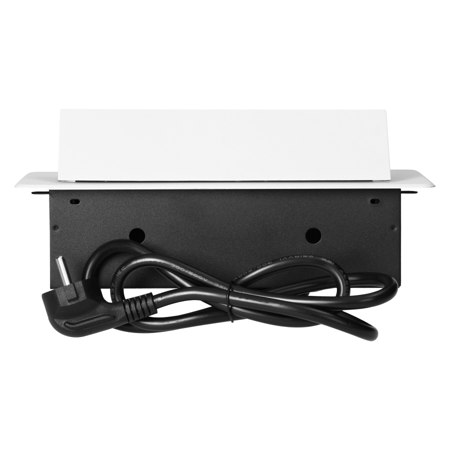 Recessed furniture socket with flat milled edge, USB charger and 1.5m cable, 2x2P+E, 2xUSB (type A+C; 3.6A), white