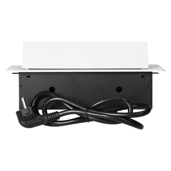 Gniazda meblowe wpuszczane w blat z płaskim frezowanym rantem, ładowarką USB i przewodem 1,5m, 2x2P+Z, 2xUSB (typ A+C; 3,6A), białe