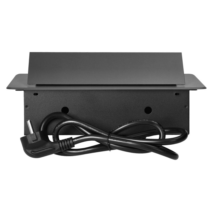 Recessed furniture socket with flat milled edge, USB charger and 1.5m cable, 2x2P+E, 2xUSB (type A+C; 3.6A), graphite