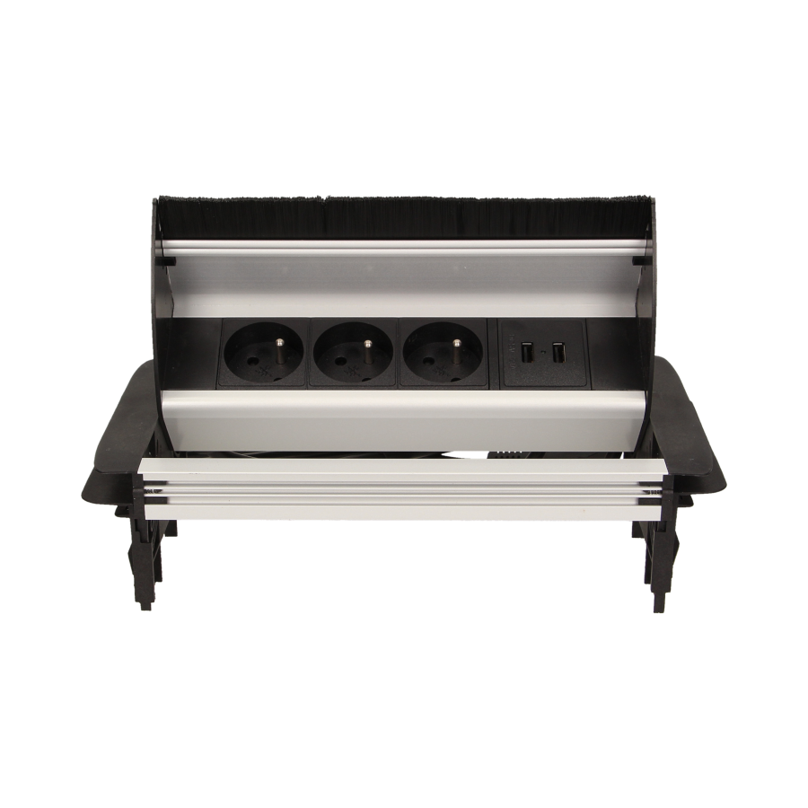 Dustproof, flush-fitting furniture socket with two USB chargers and 1.8m cable