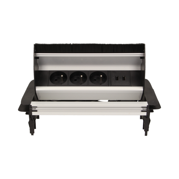 Dustproof, flush-fitting furniture socket with two USB chargers and 1.8m cable