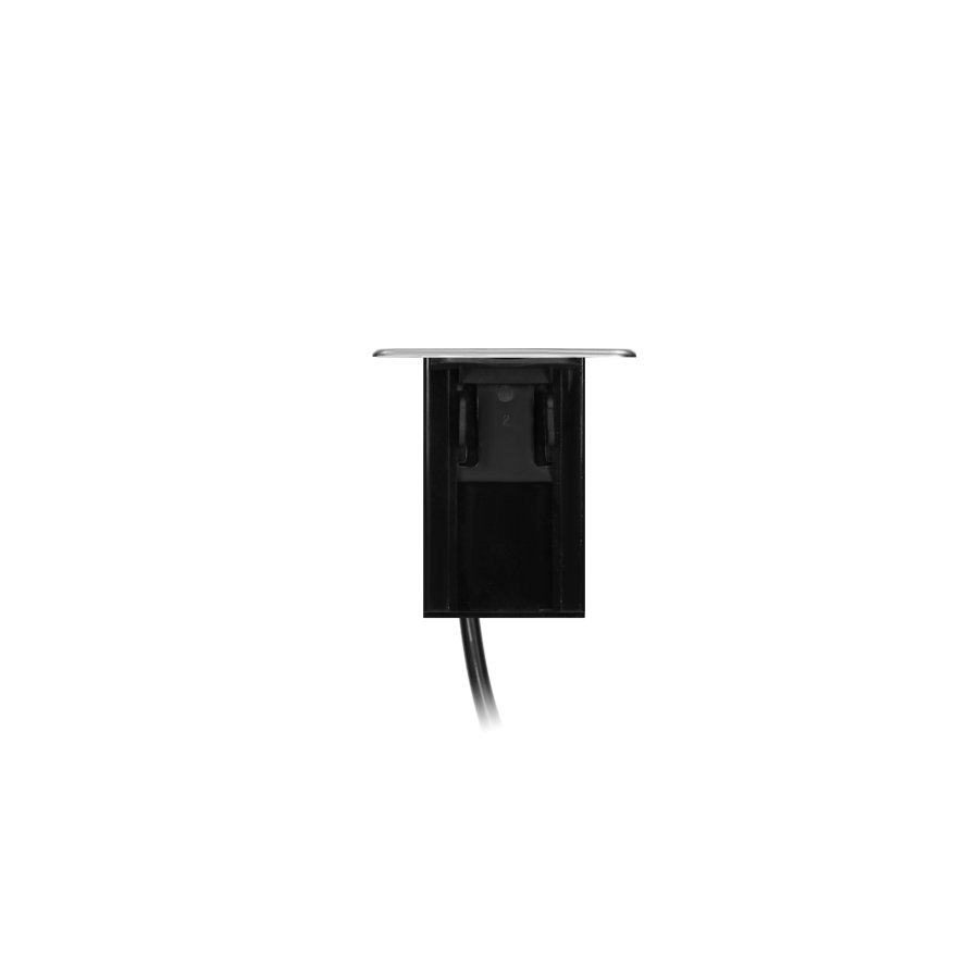 Recessed furniture power box, 3 sockets E type, 2 USB ports, black-silver, INOX