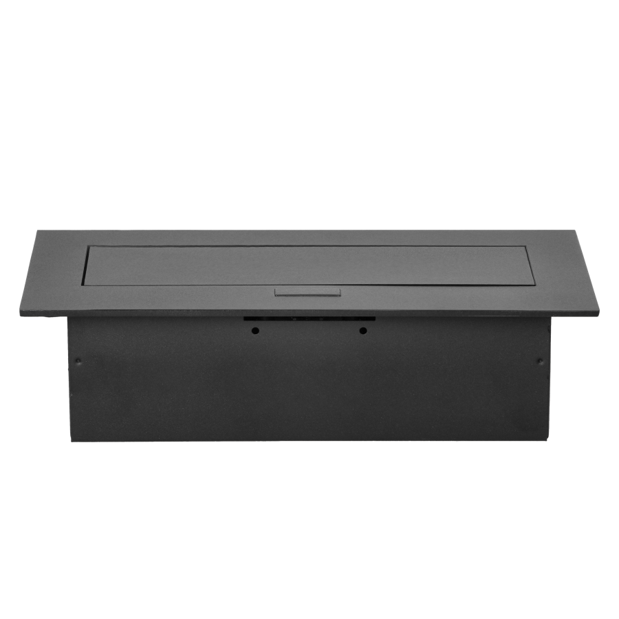 Recessed furniture socket with flat edge, 3x2P+E (Schuko), black