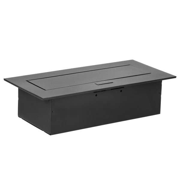 Recessed furniture socket with flat edge, 3x2P+E (Schuko), black