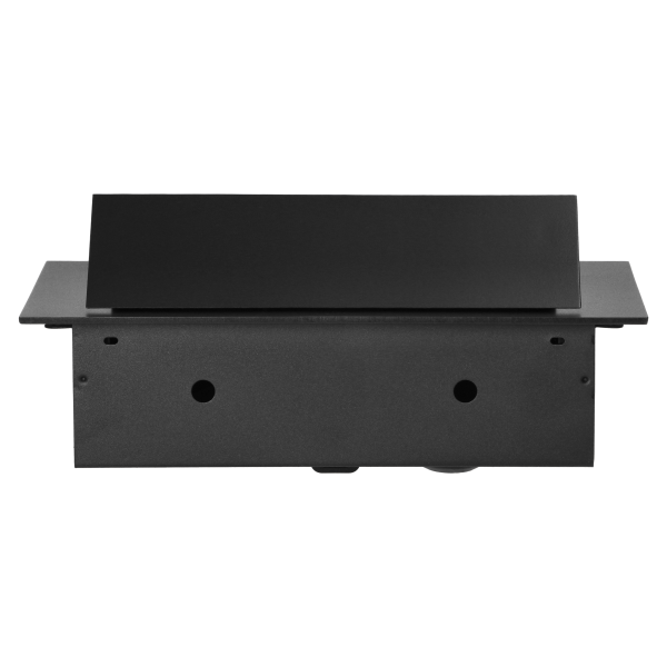 Recessed furniture socket with flat edge, 3x2P+E (Schuko), black