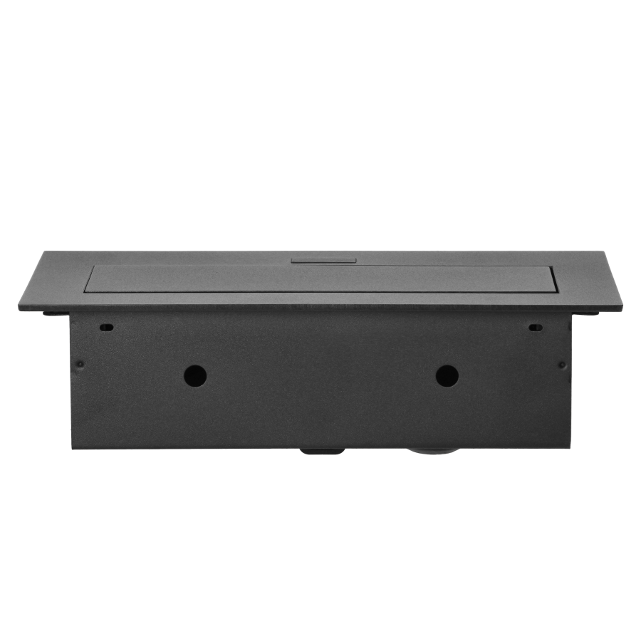 Gniazdo meblowe wpuszczane w blat z płaskim rantem, 3x2P+Z (Schuko), czarne