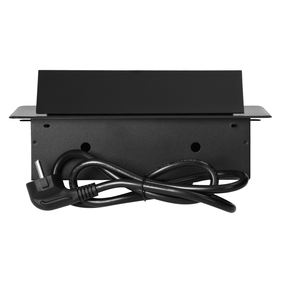 Gniazdo meblowe wpuszczane w blat z płaskim frezowanym rantem, ładowarką USB i przewodem 1,5m, 2x2P+Z (Schuko), 2xUSB (typ A+C; 3,6A), czarne