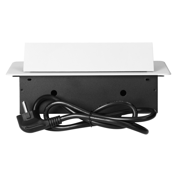 Gniazdo meblowe wpuszczane w blat z płaskim frezowanym rantem, ładowarką USB i przewodem 1,5m, 2x2P+Z (Schuko), 2xUSB (typ A+C; 3,6A), białe