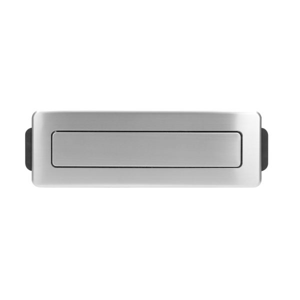 Recessed furniture power box with flat milled edge, USB charger, a cord 2m long, 3 sockets F type, 2 x USB ports (A + C 3.0A; QC 3.0), 3x1.5mm², black-silver, INOX, Schuko type