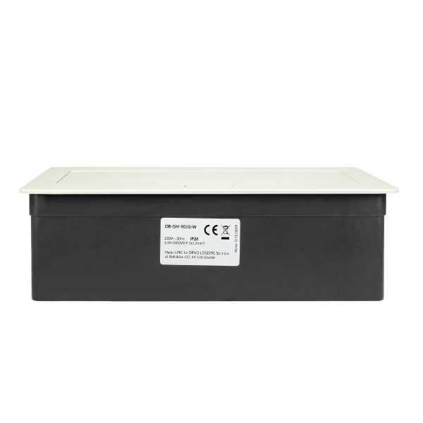 NOEN Kaseta meblowa wpuszczana w blat ze zintegrowaną ramką PCV na gniazda modułowe 3 x 45x45mm lub 6 x 22,5x45mm, przewód 1,5m, białe