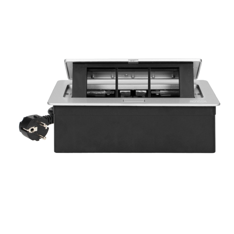 Recessed furniture connection panel NOEN for module sockets, silver