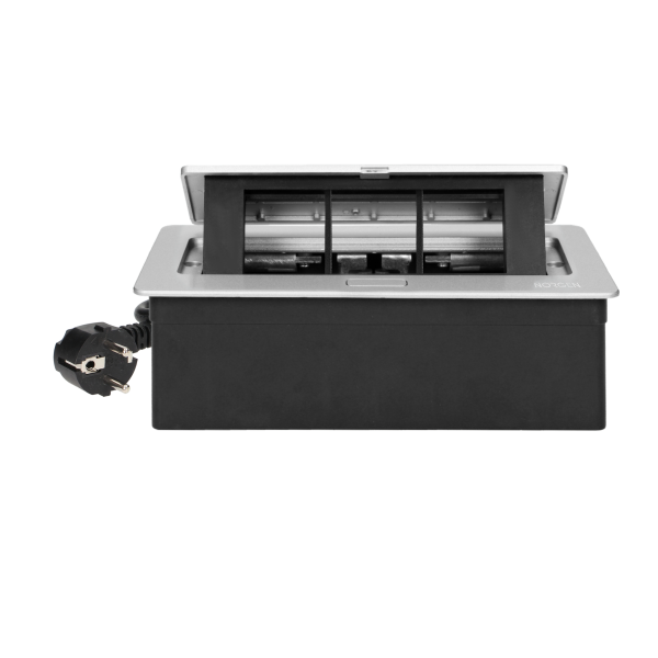 Recessed furniture connection panel NOEN for module sockets, silver Recessed furniture connection panel NOEN for module sockets, silver