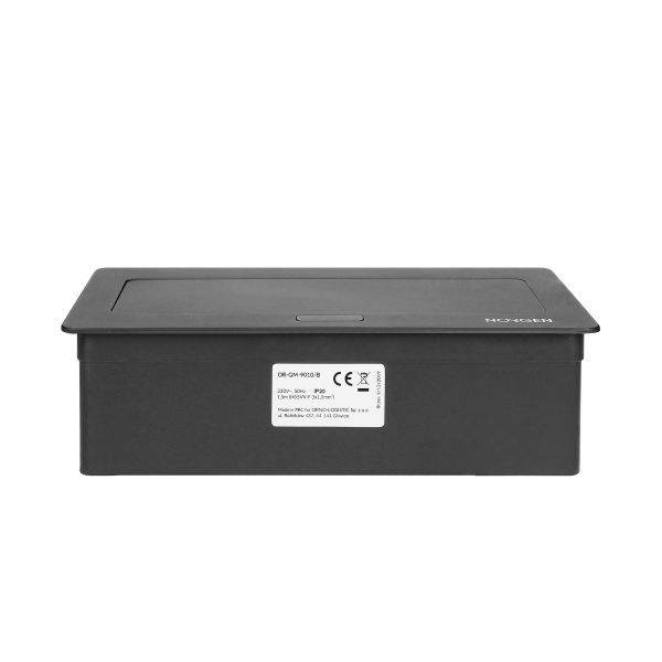 NOEN Kaseta meblowa wpuszczana w blat ze zintegrowaną ramką PCV na gniazda modułowe 3 x 45x45mm lub 6 x 22,5x45mm, przewód 1,5m, czarne