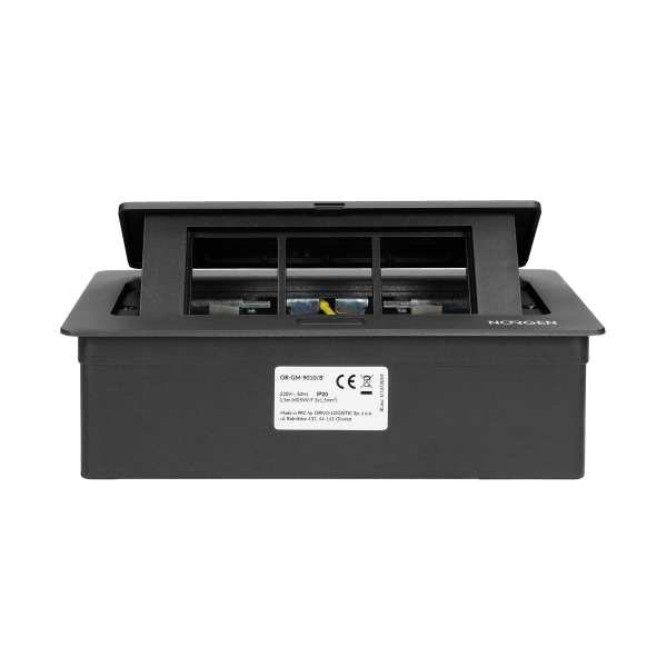 NOEN Kaseta meblowa wpuszczana w blat ze zintegrowaną ramką PCV na gniazda modułowe 3 x 45x45mm lub 6 x 22,5x45mm, przewód 1,5m, czarne